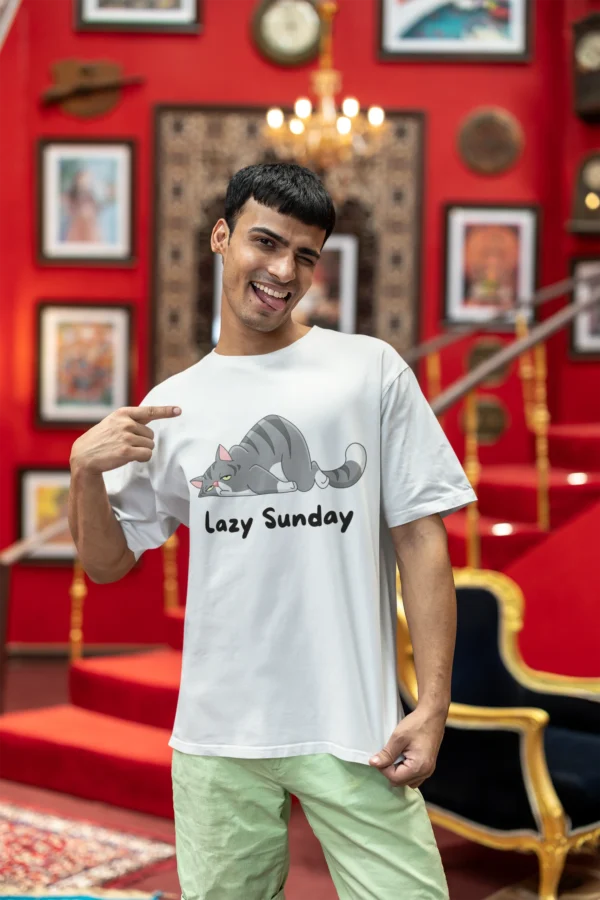 unisex t-shirts, male t-shirts, female t-shirts, men’s t-shirts, women’s t-shirts, party t-shirts, clothes, garments, polo t-shirts, oversized t-shirts, comfy t-shirts, college t-shirts, lazy t-shirts, sunday t-shirts, lazy sunday t-shirts, cat t-shirts, lazy cat t-shirts, white t-shirts